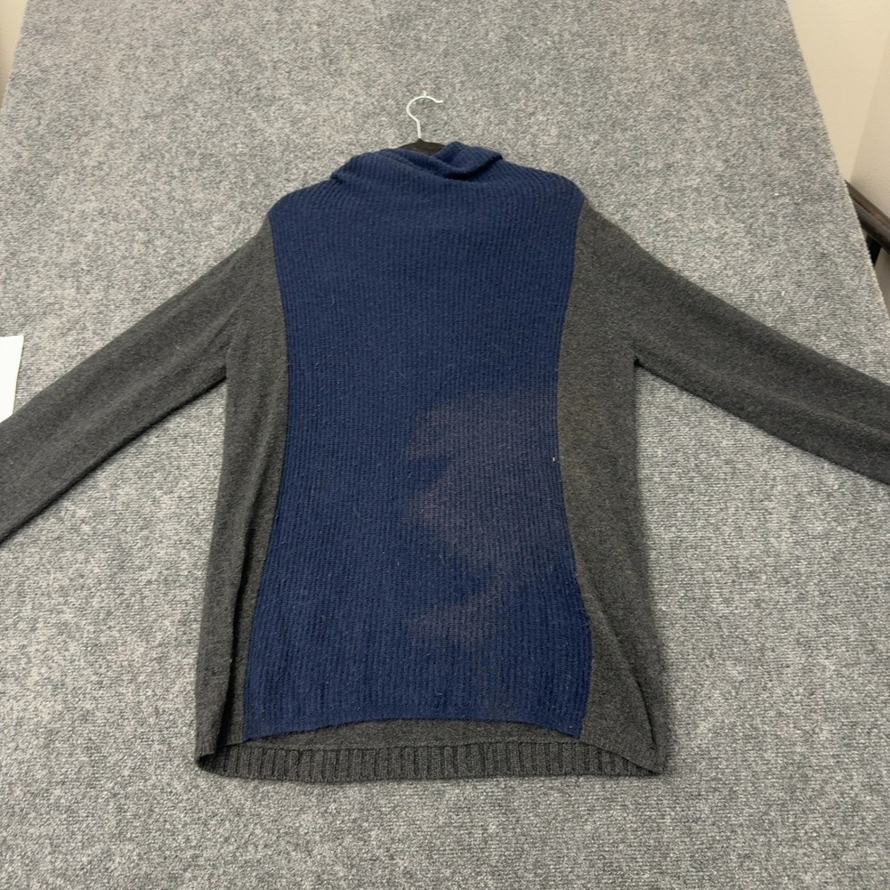 Label+thread Sweater Womens L Blue Grey Wool Cashmere Cowl Neck Colorblock
